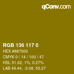 Color code: RGB 136 117 0 | qconv.com