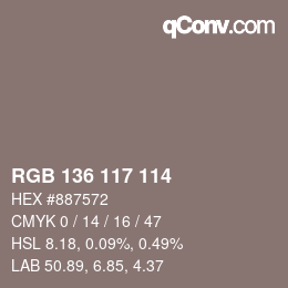 Color code: RGB 136 117 114 | qconv.com