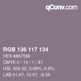 Color code: RGB 136 117 134 | qconv.com