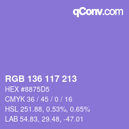 Color code: RGB 136 117 213 | qconv.com
