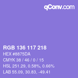 Color code: RGB 136 117 218 | qconv.com