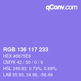 Color code: RGB 136 117 233 | qconv.com