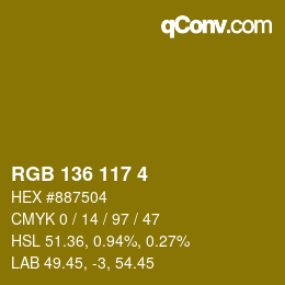 Color code: RGB 136 117 4 | qconv.com