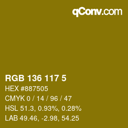 Farbcode: RGB 136 117 5 | qconv.com