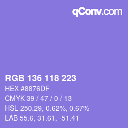 Color code: RGB 136 118 223 | qconv.com