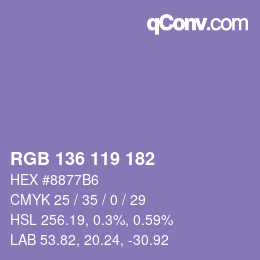 Código de color: RGB 136 119 182 | qconv.com