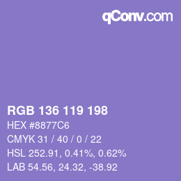 Color code: RGB 136 119 198 | qconv.com