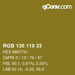 Color code: RGB 136 119 33 | qconv.com