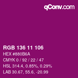 Color code: RGB 136 11 106 | qconv.com