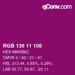 Color code: RGB 136 11 108 | qconv.com