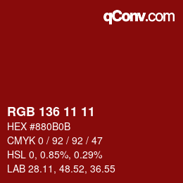 Code couleur: RGB 136 11 11 | qconv.com