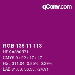 Color code: RGB 136 11 113 | qconv.com