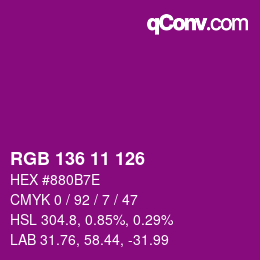 Color code: RGB 136 11 126 | qconv.com