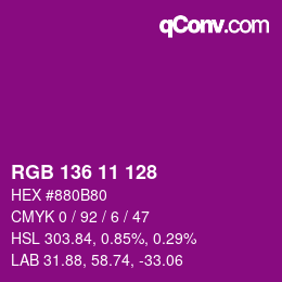 Color code: RGB 136 11 128 | qconv.com