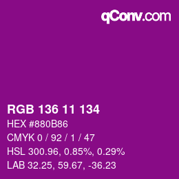 Color code: RGB 136 11 134 | qconv.com