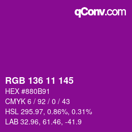 Color code: RGB 136 11 145 | qconv.com