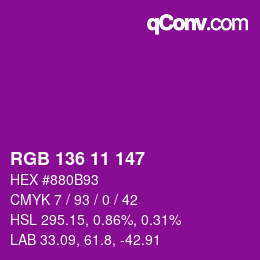 Color code: RGB 136 11 147 | qconv.com