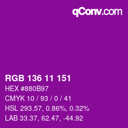 Color code: RGB 136 11 151 | qconv.com
