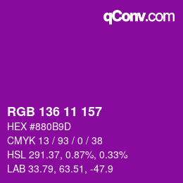 Color code: RGB 136 11 157 | qconv.com