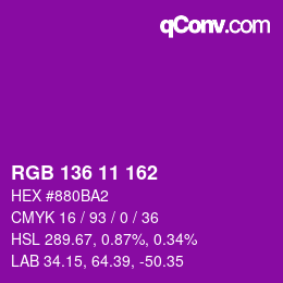 Farbcode: RGB 136 11 162 | qconv.com
