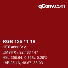 Color code: RGB 136 11 18 | qconv.com