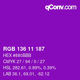 Color code: RGB 136 11 187 | qconv.com