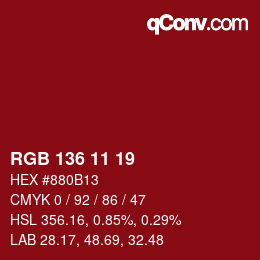 Color code: RGB 136 11 19 | qconv.com