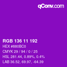 Color code: RGB 136 11 192 | qconv.com