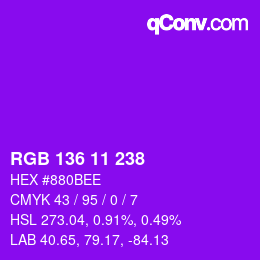 Color code: RGB 136 11 238 | qconv.com