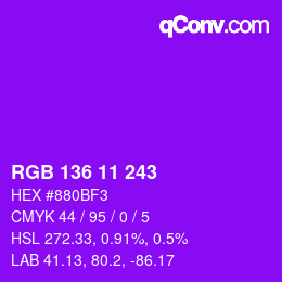 Color code: RGB 136 11 243 | qconv.com