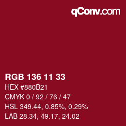 Color code: RGB 136 11 33 | qconv.com