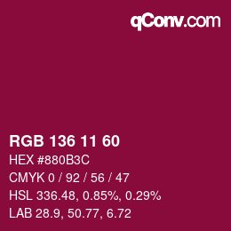カラーコード: RGB 136 11 60 | qconv.com