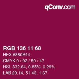 Color code: RGB 136 11 68 | qconv.com