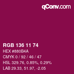 Color code: RGB 136 11 74 | qconv.com