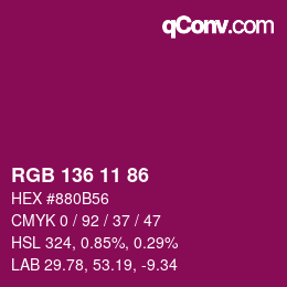Color code: RGB 136 11 86 | qconv.com
