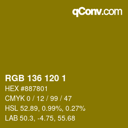 Color code: RGB 136 120 1 | qconv.com