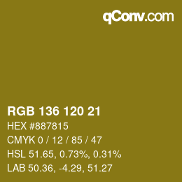 Color code: RGB 136 120 21 | qconv.com