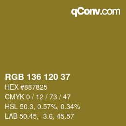 Color code: RGB 136 120 37 | qconv.com