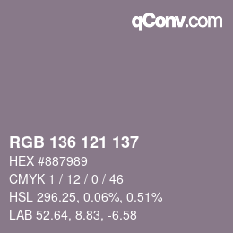 Color code: RGB 136 121 137 | qconv.com