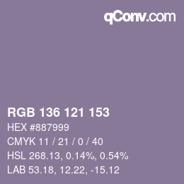 Color code: RGB 136 121 153 | qconv.com