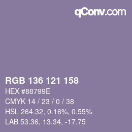 Color code: RGB 136 121 158 | qconv.com