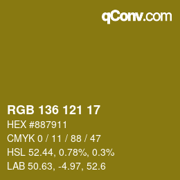Color code: RGB 136 121 17 | qconv.com