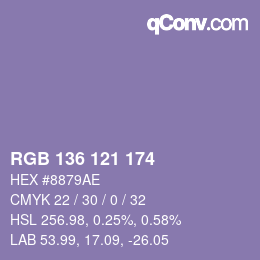 Color code: RGB 136 121 174 | qconv.com