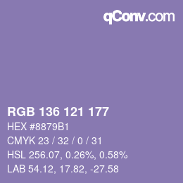 Color code: RGB 136 121 177 | qconv.com