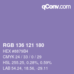 Color code: RGB 136 121 180 | qconv.com