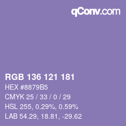 Color code: RGB 136 121 181 | qconv.com