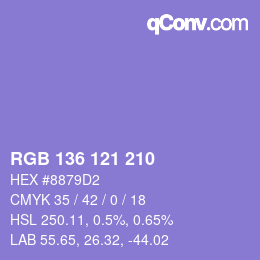 Color code: RGB 136 121 210 | qconv.com