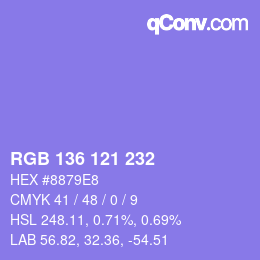 Color code: RGB 136 121 232 | qconv.com