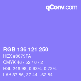 Color code: RGB 136 121 250 | qconv.com