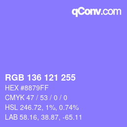 Color code: RGB 136 121 255 | qconv.com